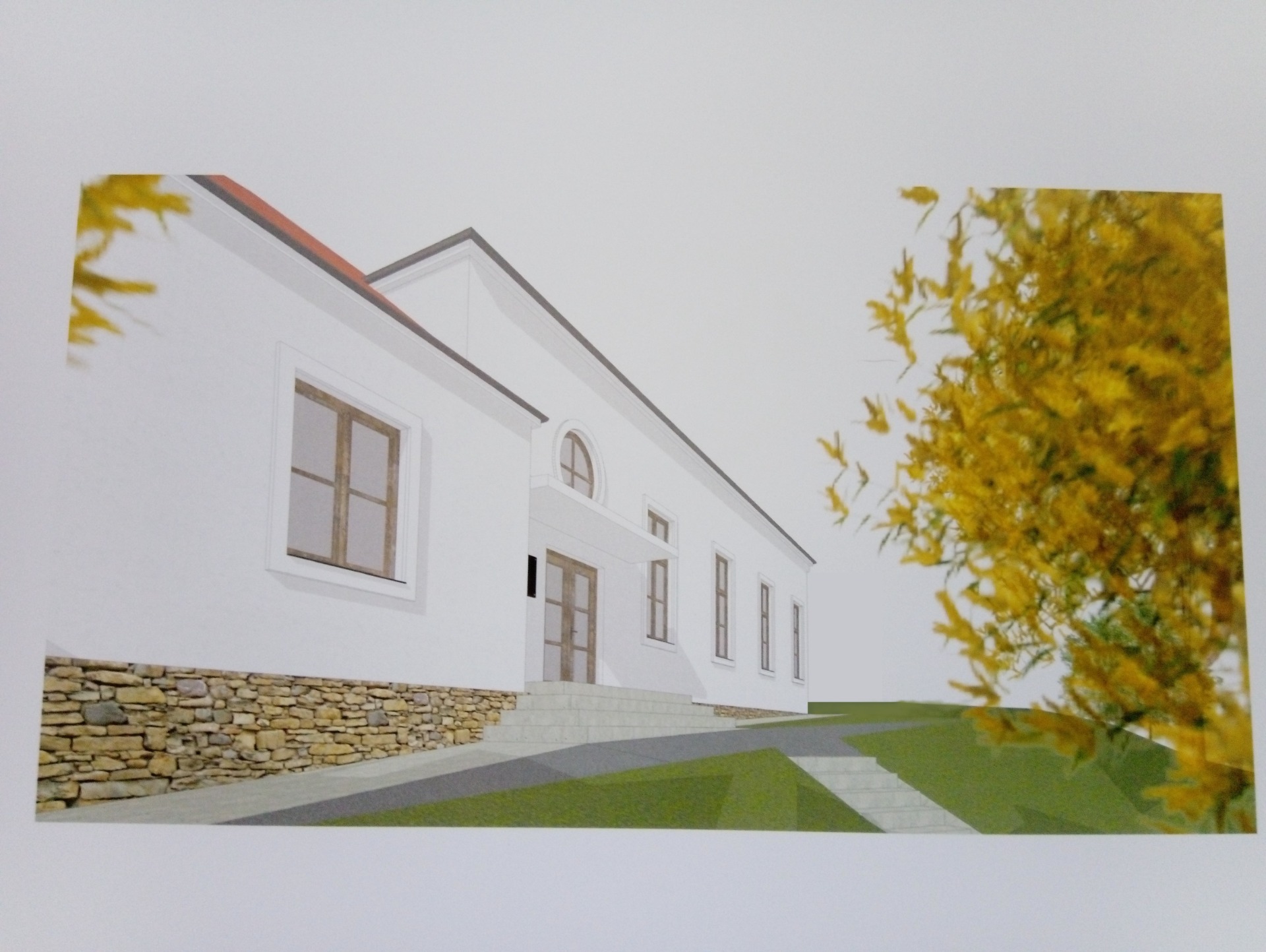 Studie sokolovny Radoškov 1. etapa - hlavní vstup.